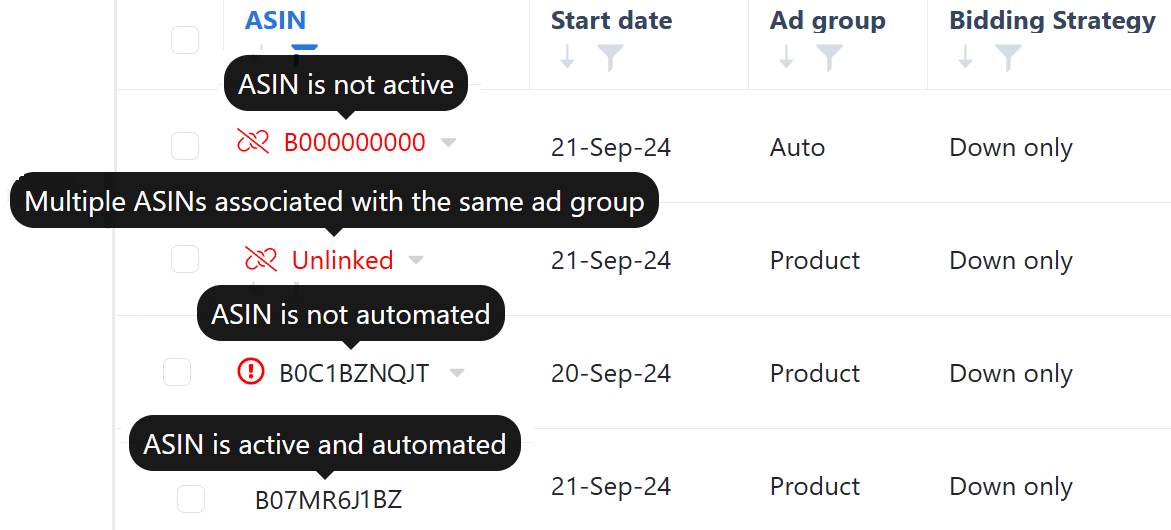 Bidding Rule - Identify all inactive ASINs at once