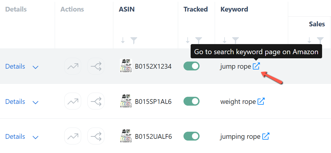 Rank Tracker: Link to keyword search results on Amazon